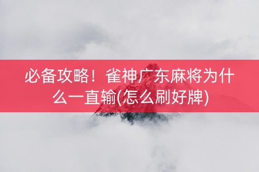 必备攻略！雀神广东麻将为什么一直输(怎么刷好牌)
