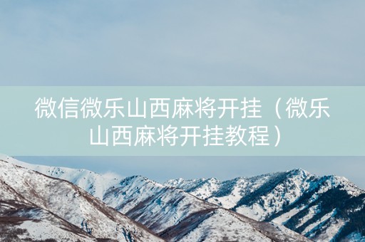 微信微乐山西麻将开挂（微乐山西麻将开挂教程）