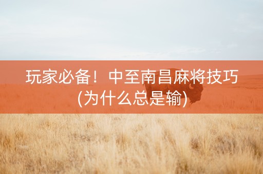 玩家必备！中至南昌麻将技巧(为什么总是输)