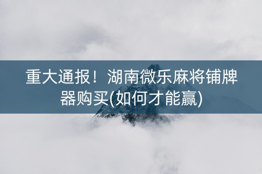 重大通报！湖南微乐麻将铺牌器购买(如何才能赢)