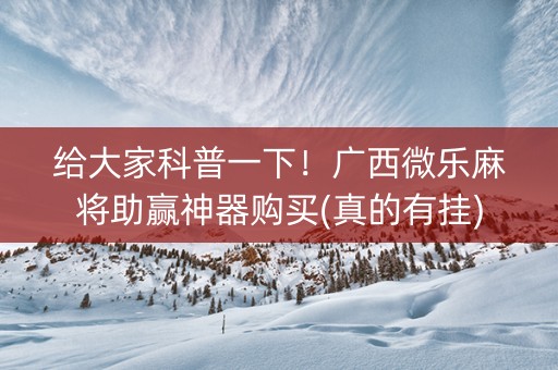 给大家科普一下！广西微乐麻将助赢神器购买(真的有挂)