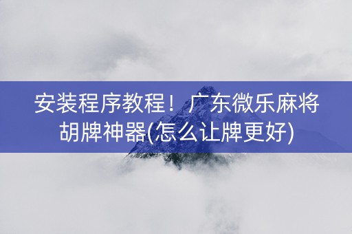 安装程序教程！广东微乐麻将胡牌神器(怎么让牌更好)