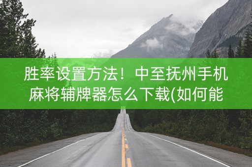 胜率设置方法！中至抚州手机麻将辅牌器怎么下载(如何能一直赢)