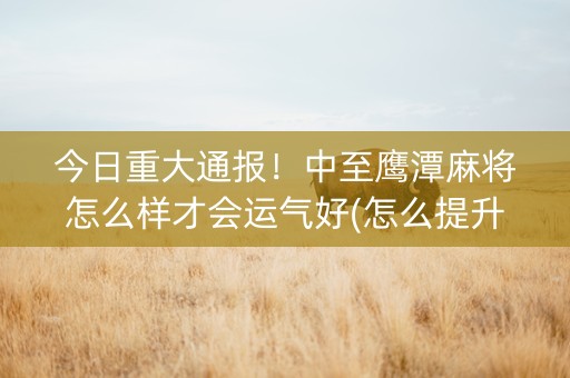 今日重大通报！中至鹰潭麻将怎么样才会运气好(怎么提升胜率)