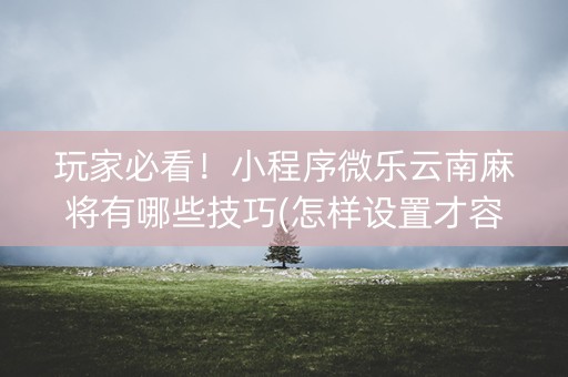 玩家必看！小程序微乐云南麻将有哪些技巧(怎样设置才容易赢)
