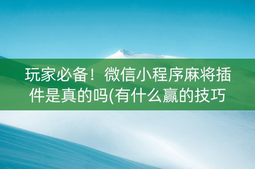 玩家必备！微信小程序麻将插件是真的吗(有什么赢的技巧)