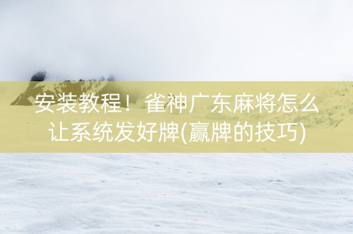 安装教程！雀神广东麻将怎么让系统发好牌(赢牌的技巧)