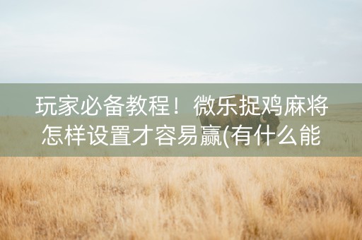 玩家必备教程！微乐捉鸡麻将怎样设置才容易赢(有什么能赢的方法)