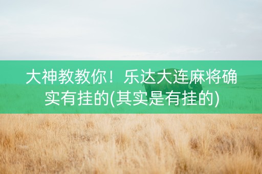 大神教教你！乐达大连麻将确实有挂的(其实是有挂的)