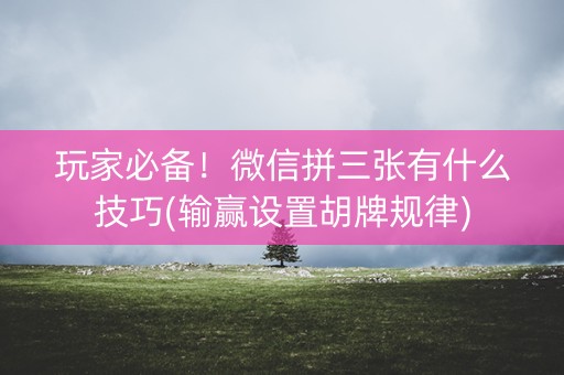 玩家必备！微信拼三张有什么技巧(输赢设置胡牌规律)