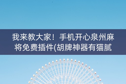 我来教大家！手机开心泉州麻将免费插件(胡牌神器有猫腻吗)