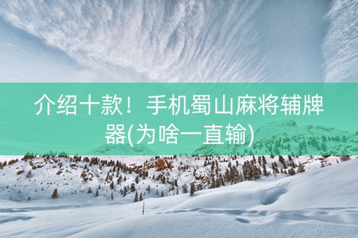 介绍十款！手机蜀山麻将辅牌器(为啥一直输)