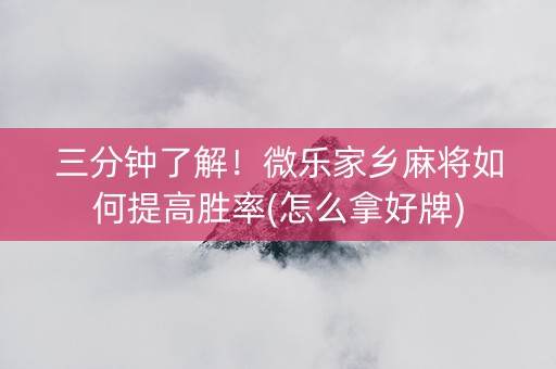 三分钟了解！微乐家乡麻将如何提高胜率(怎么拿好牌)