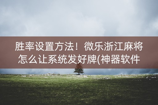 胜率设置方法！微乐浙江麻将怎么让系统发好牌(神器软件)
