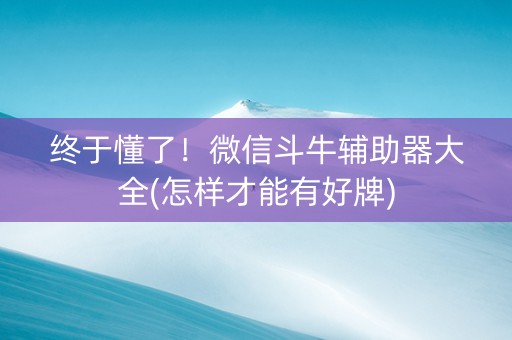 终于懂了！微信斗牛辅助器大全(怎样才能有好牌)