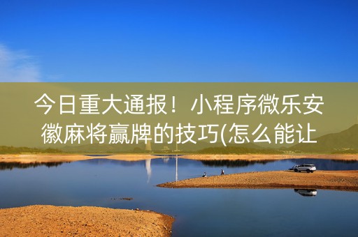 今日重大通报！小程序微乐安徽麻将赢牌的技巧(怎么能让胜率高)