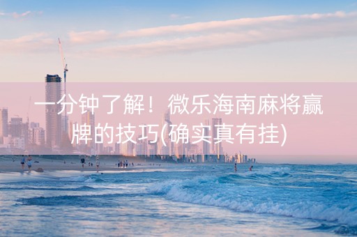 一分钟了解！微乐海南麻将赢牌的技巧(确实真有挂)