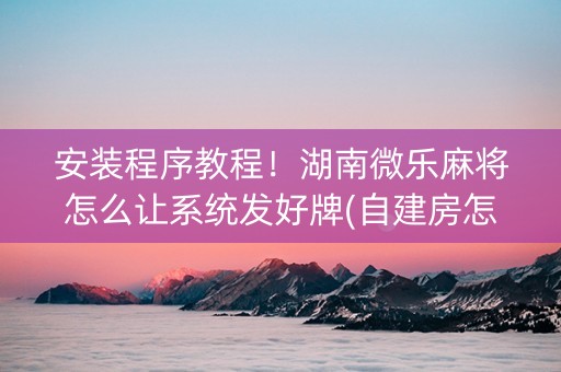 安装程序教程！湖南微乐麻将怎么让系统发好牌(自建房怎么赢)