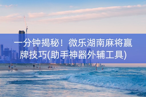 一分钟揭秘！微乐湖南麻将赢牌技巧(助手神器外辅工具)