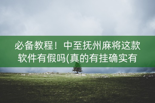 必备教程！中至抚州麻将这款软件有假吗(真的有挂确实有挂)
