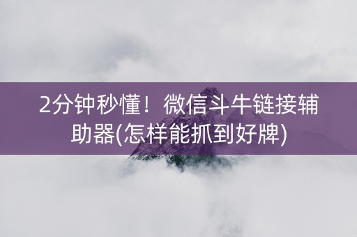 2分钟秒懂！微信斗牛链接辅助器(怎样能抓到好牌)
