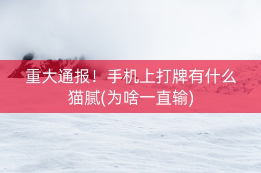 重大通报！手机上打牌有什么猫腻(为啥一直输)