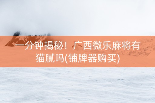 一分钟揭秘！广西微乐麻将有猫腻吗(铺牌器购买)