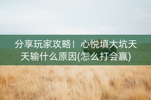 分享玩家攻略！心悦填大坑天天输什么原因(怎么打会赢)