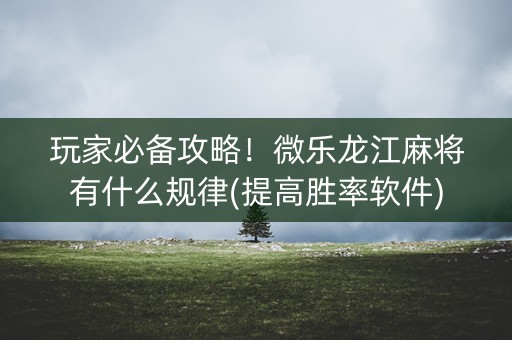 玩家必备攻略！微乐龙江麻将有什么规律(提高胜率软件)