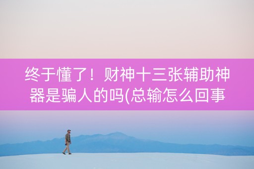终于懂了！财神十三张辅助神器是骗人的吗(总输怎么回事)
