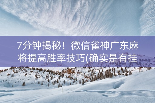 7分钟揭秘！微信雀神广东麻将提高胜率技巧(确实是有挂)