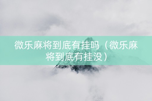 微乐麻将到底有挂吗（微乐麻将到底有挂没）