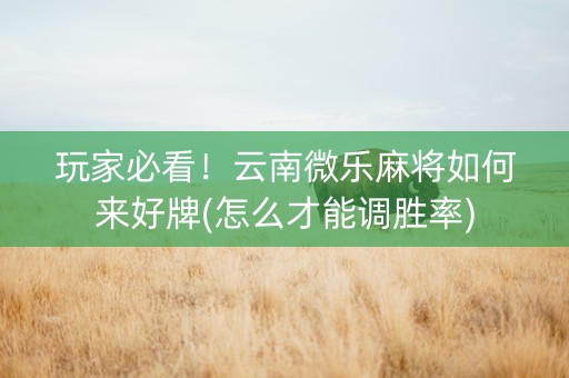 玩家必看！云南微乐麻将如何来好牌(怎么才能调胜率)