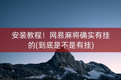 安装教程！网易麻将确实有挂的(到底是不是有挂)