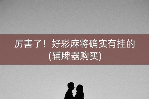 厉害了！好彩麻将确实有挂的(辅牌器购买)