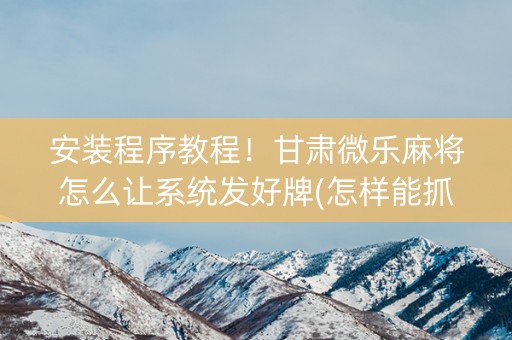 安装程序教程！甘肃微乐麻将怎么让系统发好牌(怎样能抓到好牌)