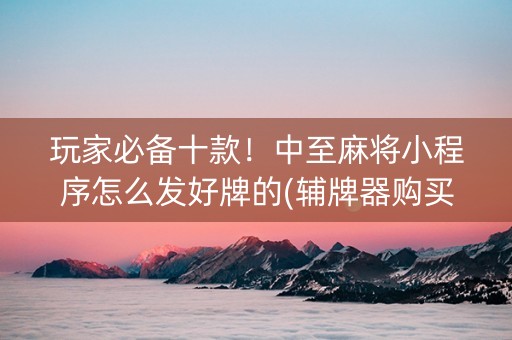 玩家必备十款！中至麻将小程序怎么发好牌的(辅牌器购买)