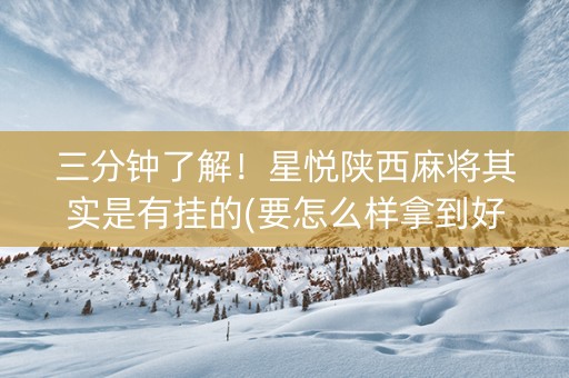 三分钟了解！星悦陕西麻将其实是有挂的(要怎么样拿到好牌)