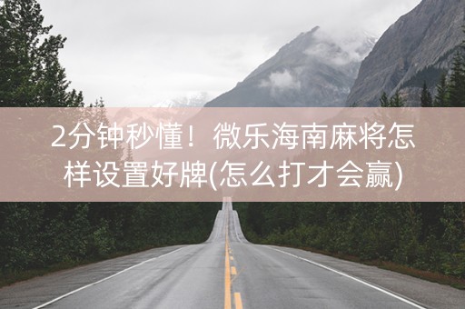 2分钟秒懂！微乐海南麻将怎样设置好牌(怎么打才会赢)