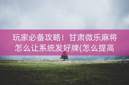 玩家必备攻略！甘肃微乐麻将怎么让系统发好牌(怎么提高赢牌率)