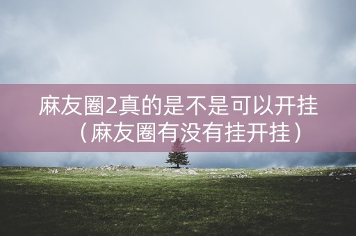 麻友圈2真的是不是可以开挂（麻友圈有没有挂开挂）