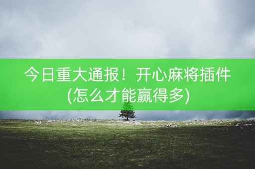 今日重大通报！开心麻将插件(怎么才能赢得多)