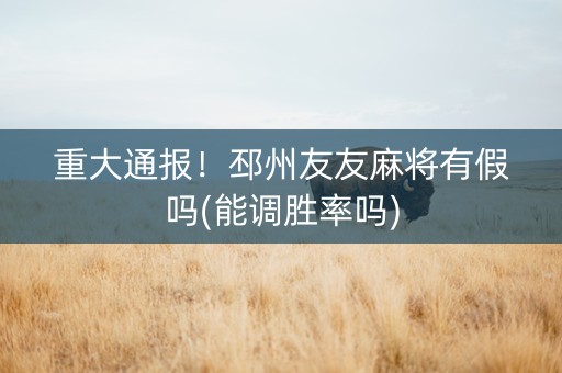 重大通报！邳州友友麻将有假吗(能调胜率吗)