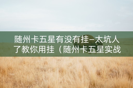 随州卡五星有没有挂—太坑人了教你用挂（随州卡五星实战技巧）
