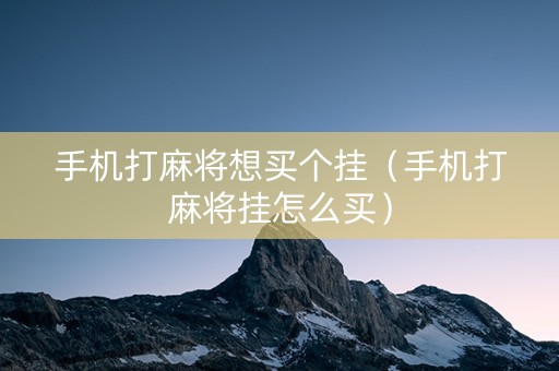 手机打麻将想买个挂（手机打麻将挂怎么买）