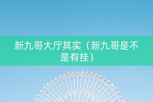 新九哥大厅其实（新九哥是不是有挂）