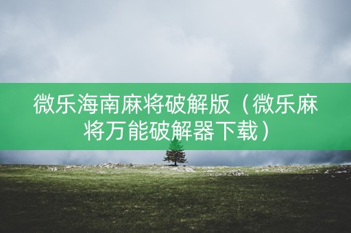 微乐海南麻将破解版（微乐麻将万能破解器下载）