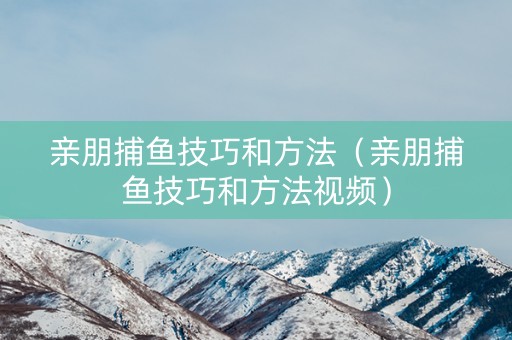 亲朋捕鱼技巧和方法（亲朋捕鱼技巧和方法视频）