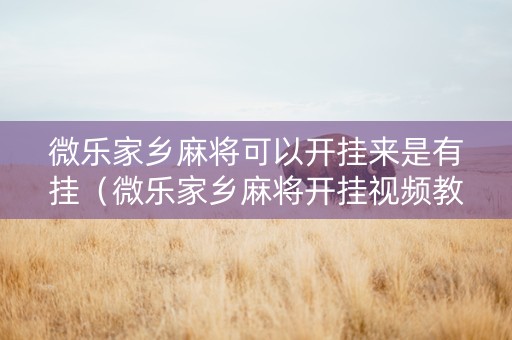 微乐家乡麻将可以开挂来是有挂（微乐家乡麻将开挂视频教程2020）
