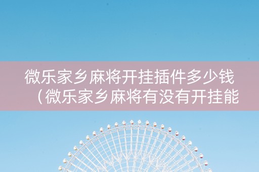 微乐家乡麻将开挂插件多少钱（微乐家乡麻将有没有开挂能看出来吗）